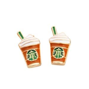 Brown Fashion Coffee Cup Stud Earrings